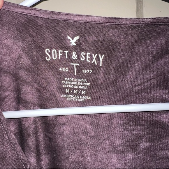 American Eagle Soft & Sexy Purple Tie Dye Bell Sleeve Long Sleeve Shirt Size M - Picture 3 of 8